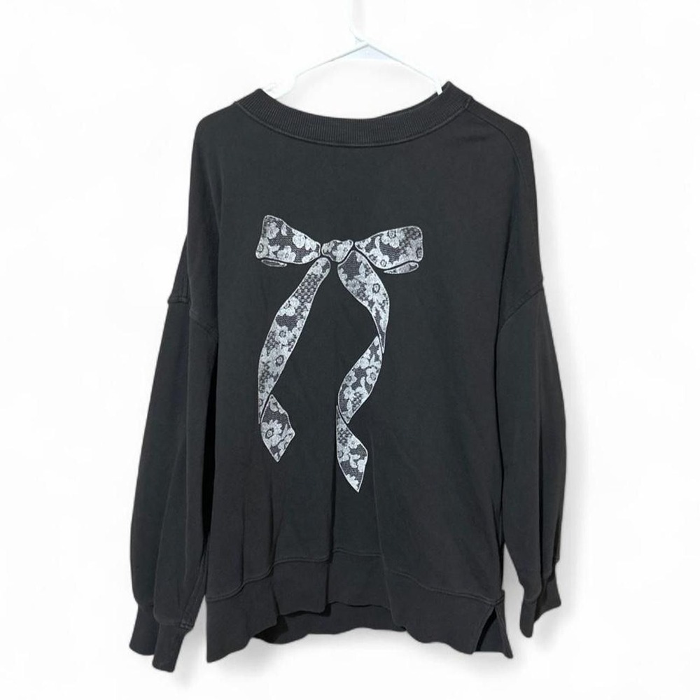 Aerie Très Chic Keyhole Sweatshirt - M - Black/Grey